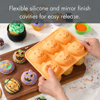Way To Celebrate 6-Cavity Silicone Cakelet Pan Jack-O'-Lantern Orange