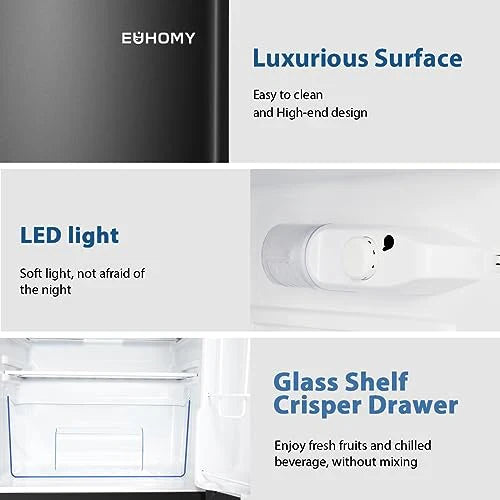 Euhomy Mini Refrigerator With Freezer, 3.2 Cu.Ft