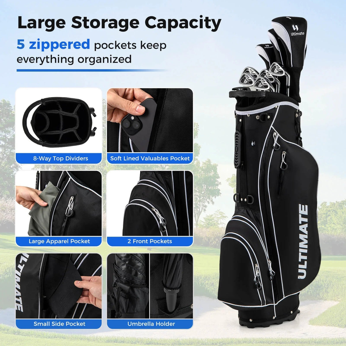 Costway Men's Complete Golf Club Set 10 Pieces With 460cc Alloy Driver