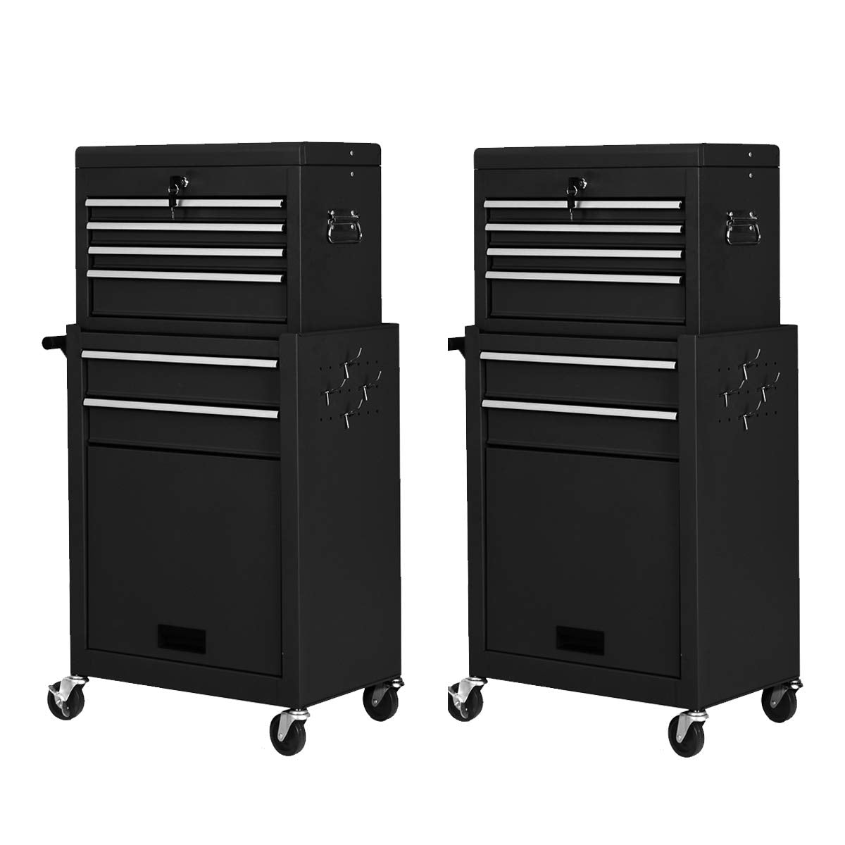 2-Piece 6-Drawer Rolling Tool Chest Toolbox Set