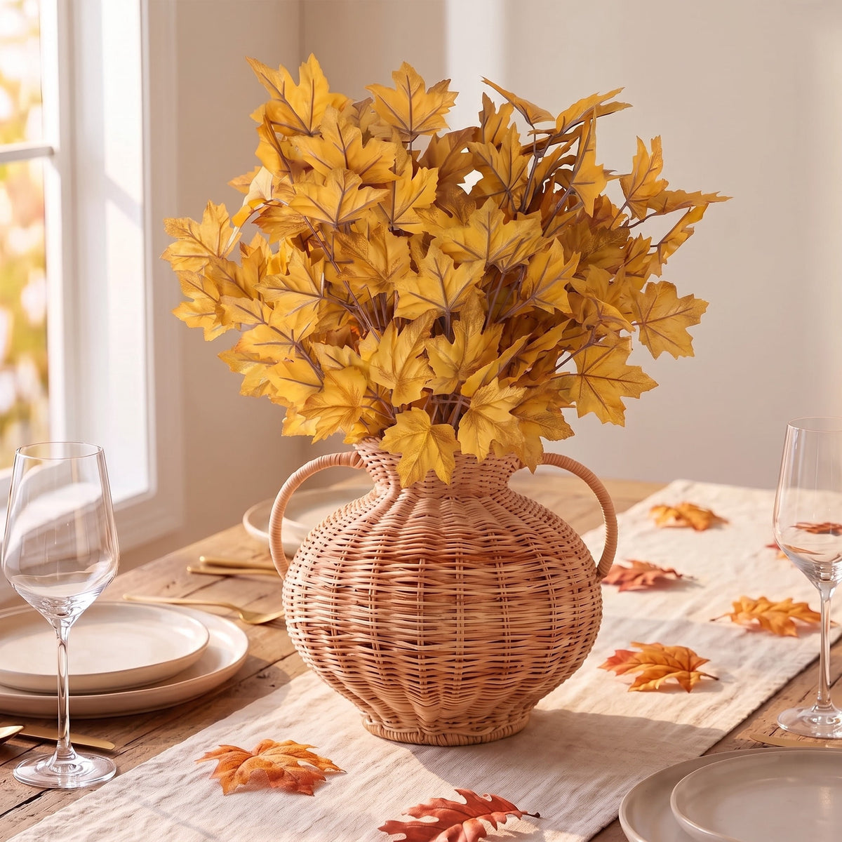 My Texas House Fall Faux Maple Leaf Bundle, Yellow, 20"