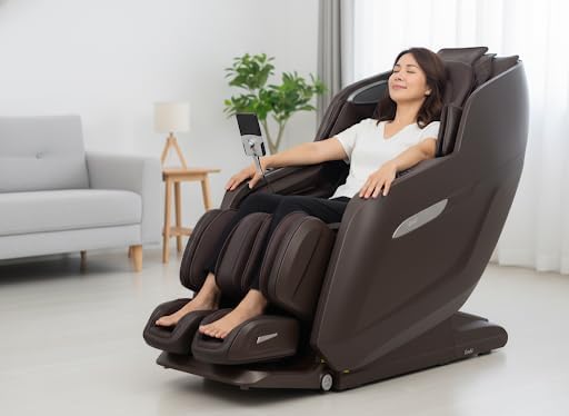 Osaki Full Body Massage Chair With 360 Rotating Footrest, Brown - 4D Achilles