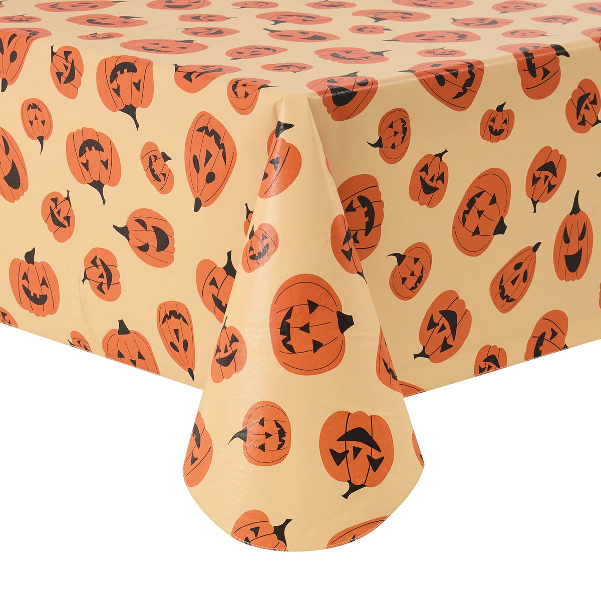 Way To Celebrate Halloween PEVA Tablecloth, Indoor & Outdoor Table 60" x 84" - Pumpkin Toss
