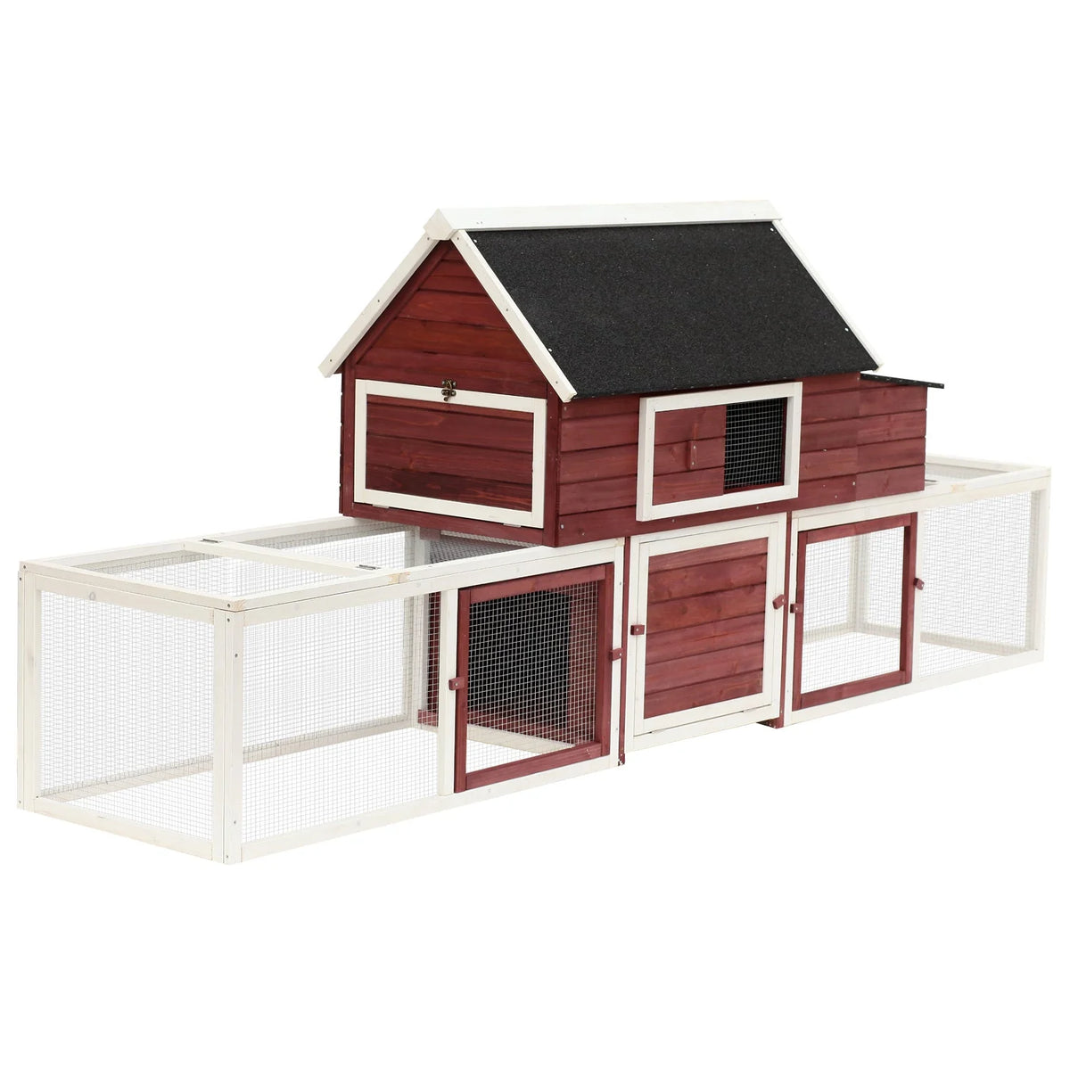 Pawhut Wooden Backyard Chicken Coop With Nesting Box And Run, 114in