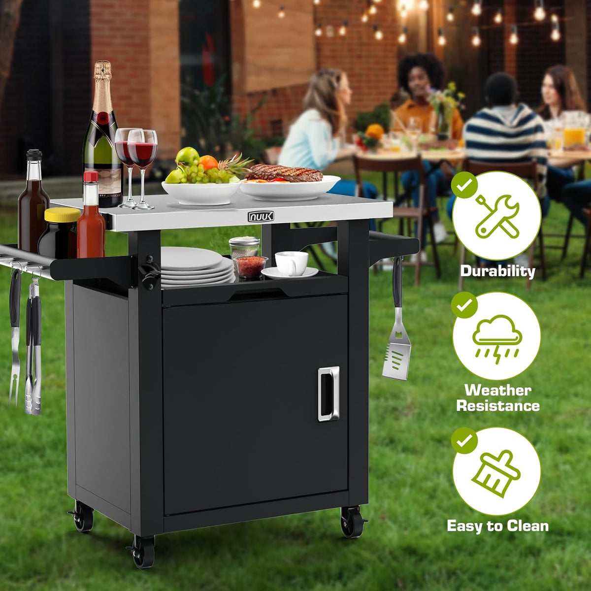 NUUK Outdoor Grill Table With Storage Cabinet, 20in x 30in