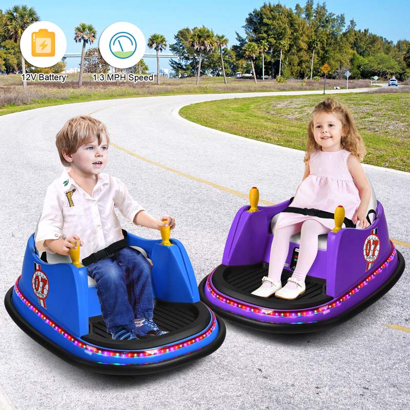 12V Toddler Battery Powered Bumper Car With Dual Joysticks And 360 Degree Spin