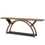 2-Tier Slim Console Sofa Table, Engineered Wood and Metal - 11.81 in D x 70.87 in W x 33.46 in H