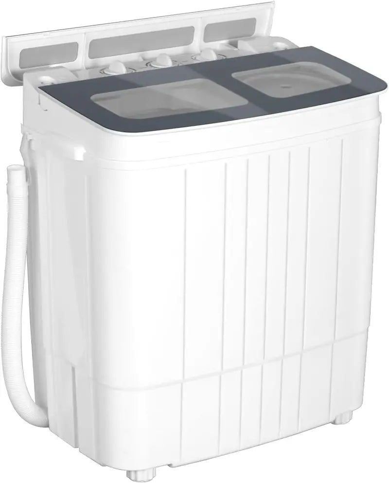 Portable Twin Tub Washing Machine With Spin Dryer, 14.5 lbs, Gray/Blue