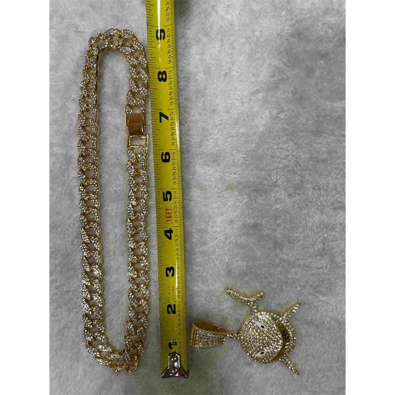 Shark Pendant Necklace With 20in Cuban Link Chain, 13mm Width