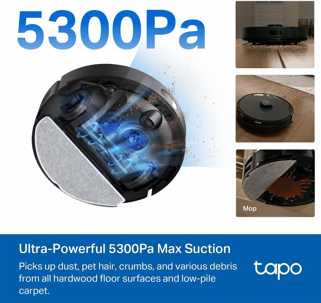 Tapo LiDAR Robot Vacuum And Mop With Self-Emptying Dock, 5300Pa - RV30 Max Plus