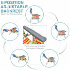 2-Pack 5-Position Outdoor Folding Backpack Beach Chairs With Side Table Set