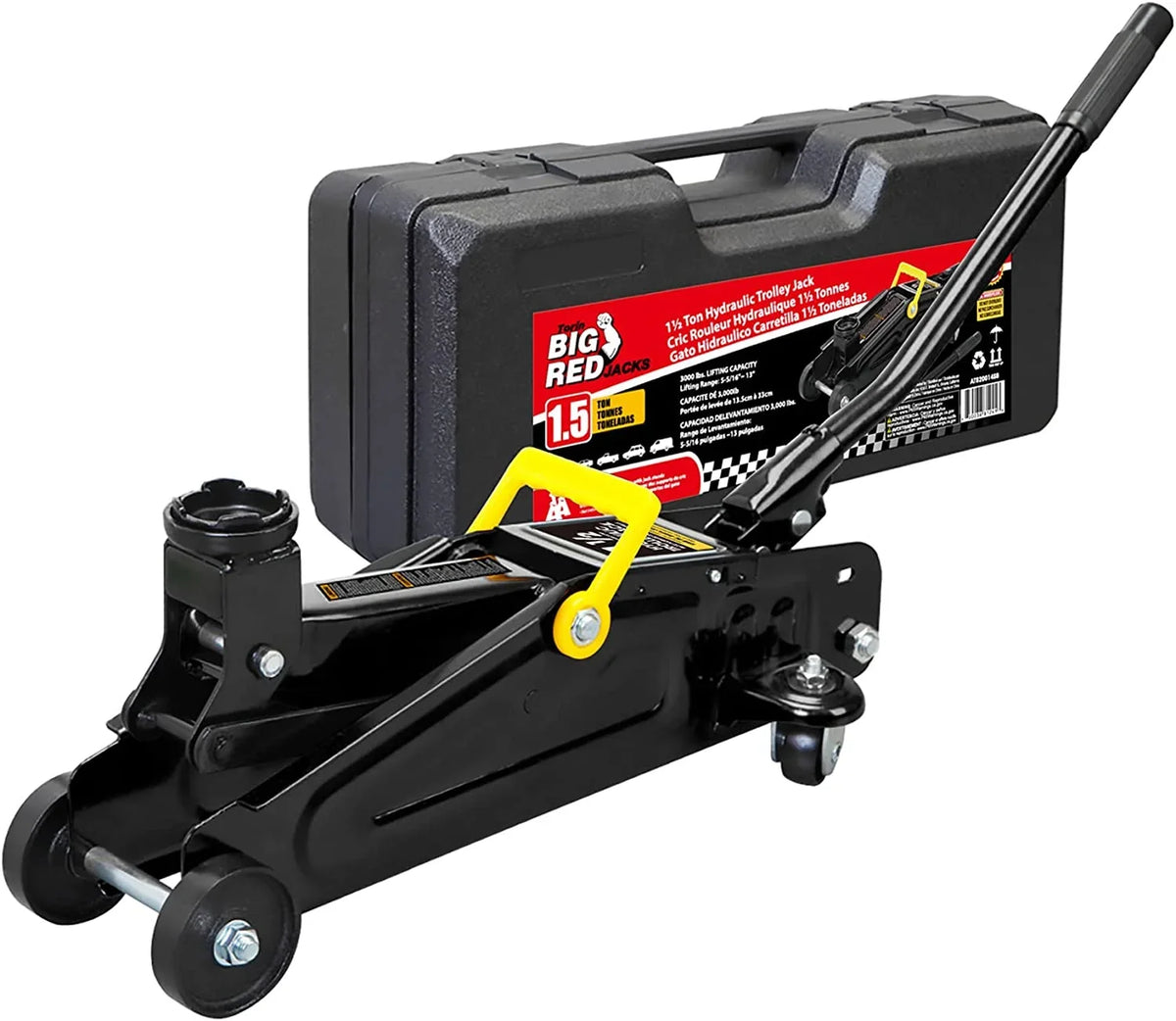 Big Red Hydraulic Trolley Floor Jack 1.5 Ton (3,000 lb) Capacity Black - W8204SB