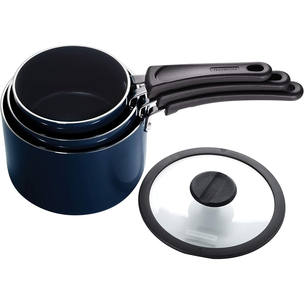 Tramontina 6-Piece Nonstick Aluminum Nesting Saucepan Set - Naval Blue