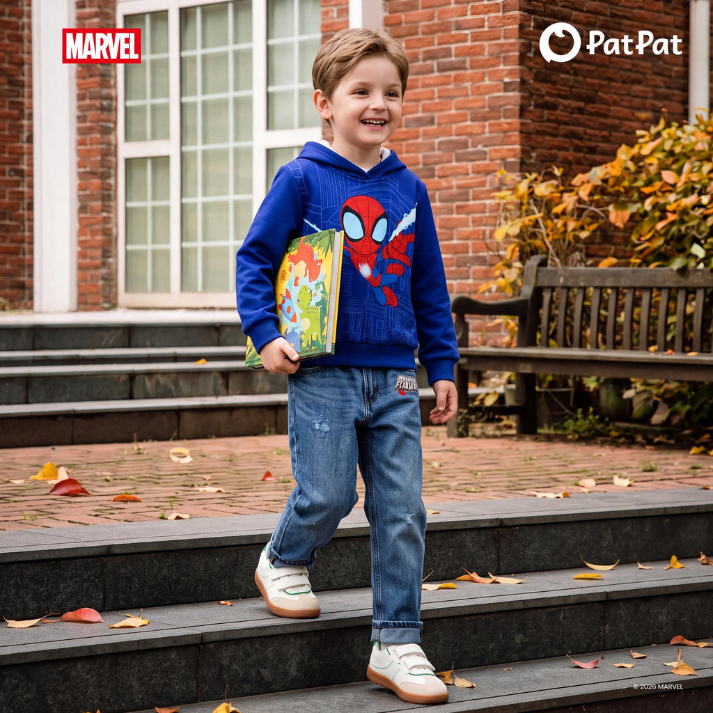Marvel Spider-Man Boys Hoodies Peter Parker Blue Graphic Pullover Tops Halloween Sweatshirts Toddlers Kids 4-5T