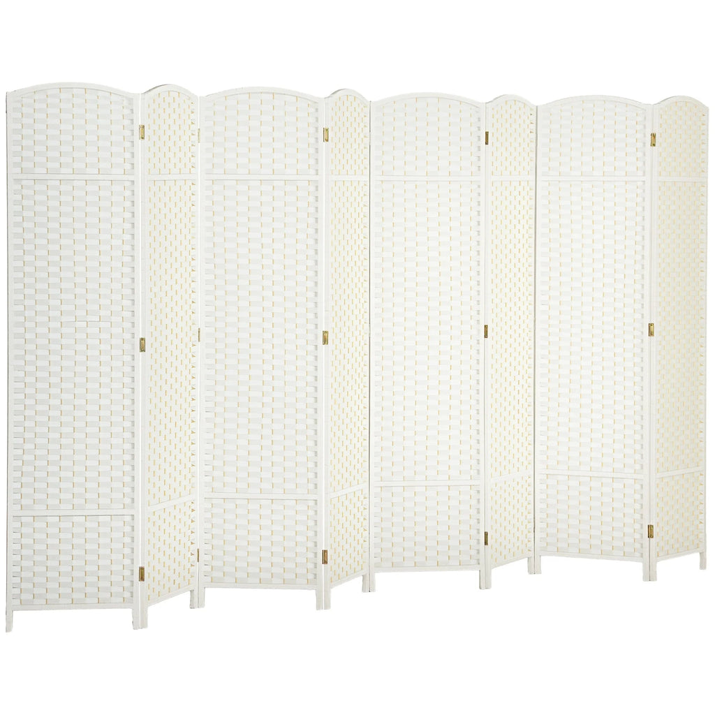 HOMCOM Folding Privacy Screen, 8 Panel, 5.6' Tall, White - 830-814V02WT
