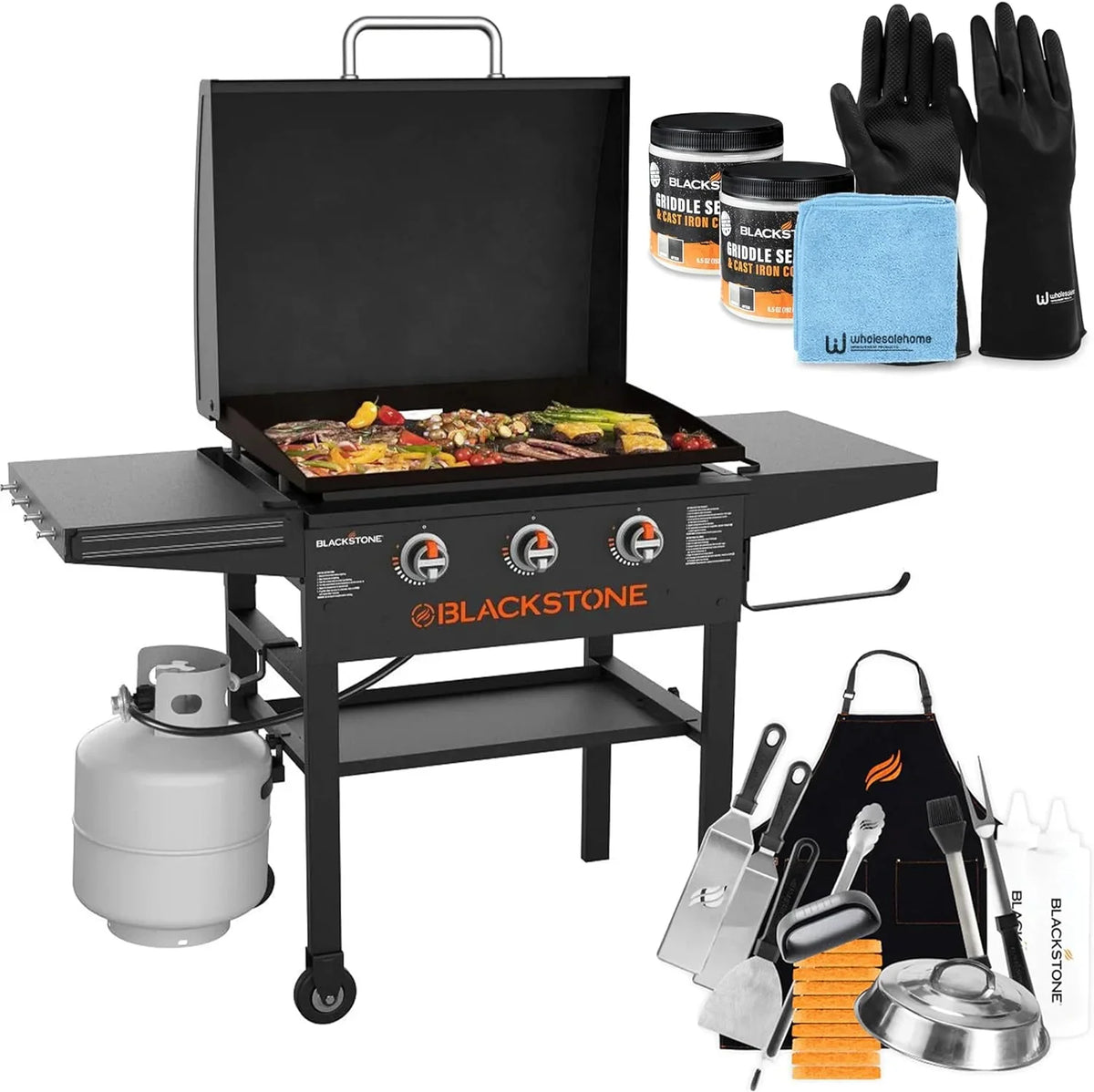 Blackstone 28 Inch 3-Burner Outdoor Griddle With Hood And Accessories - 2080