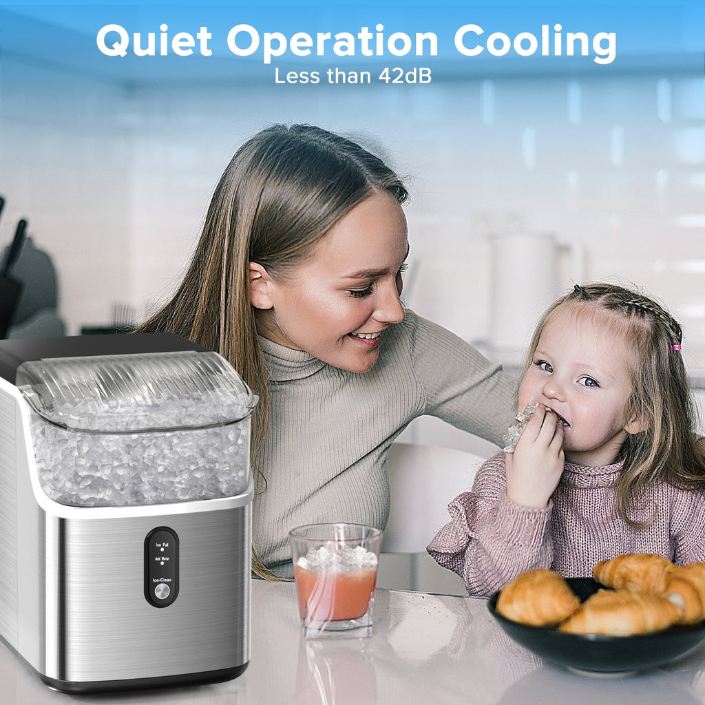 Auseo Countertop Nugget Ice Maker, 35lbs/24H, Self-Cleaning, Black