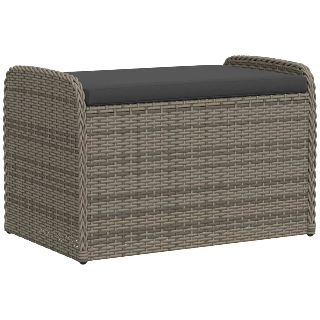 vidaXL Outdoor Poly Rattan Storage Bench With Cushion, Black, 45.3 x 20.1 x 20.5 in