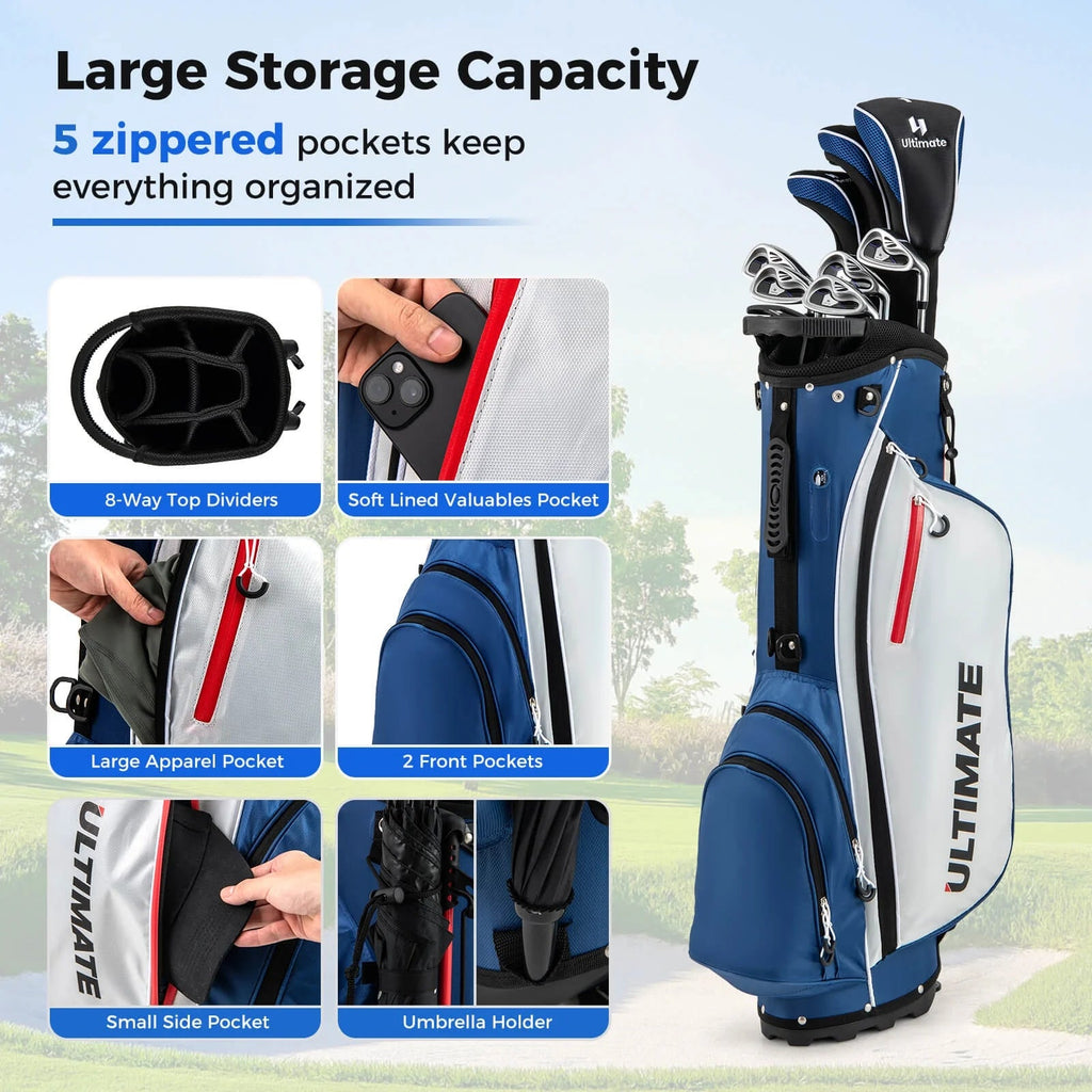 Costway Men's Complete Golf Club Set 10 Pieces With 460cc Alloy Driver