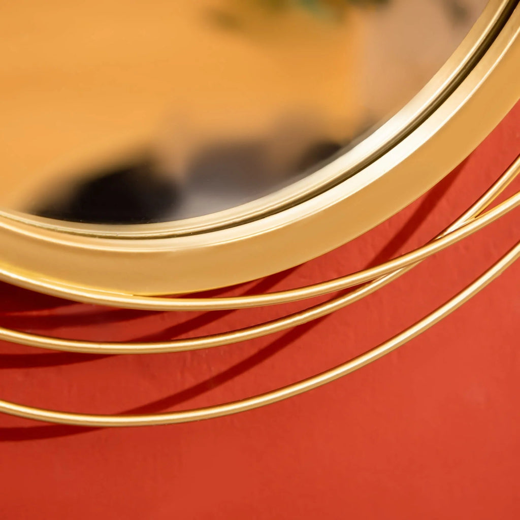 Gold Metal Circular Wall Art With Mirror Accents - 42.25in W x 22in H