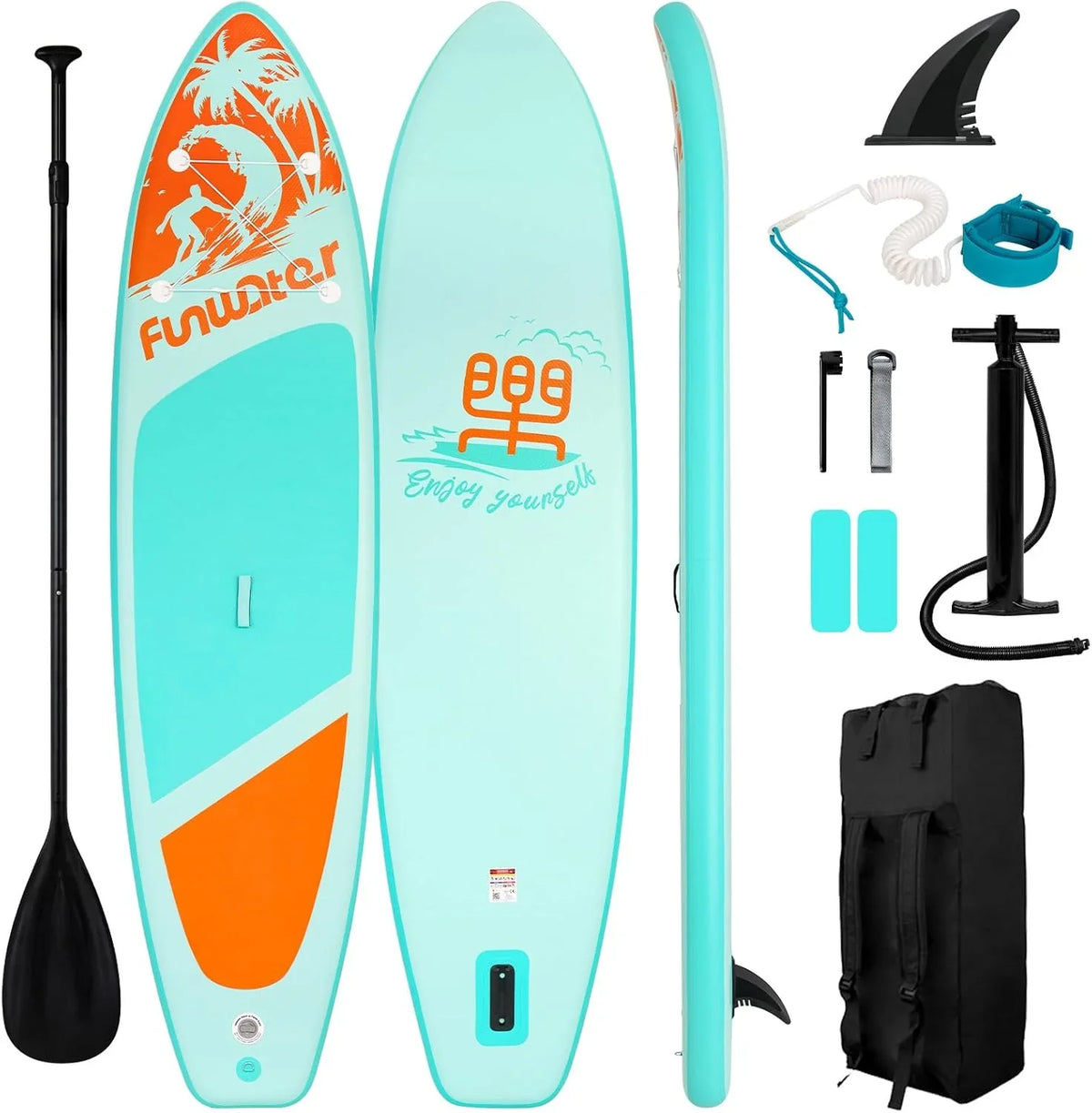 FunWater Inflatable Stand Up Paddle Board, 11 ft x 32 in x 6 in - SUP Paddle Accessories