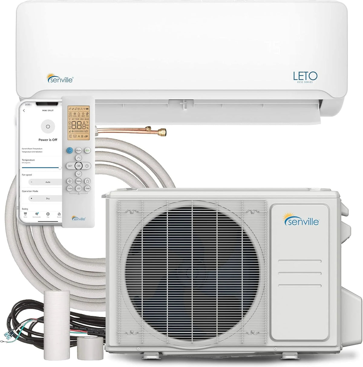 Senville Mini Split Air Conditioning Heat Pump, 9000 Watts, 110/120 Volts, White