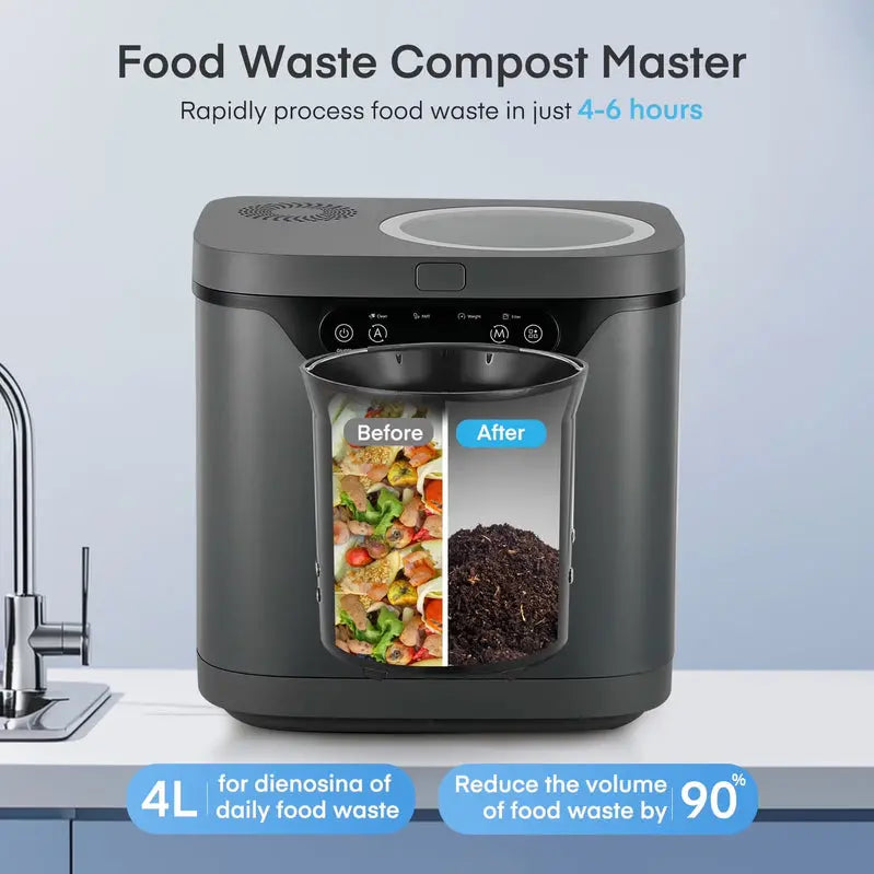 FOHERE 4L Countertop Electric Kitchen Composter, Gray