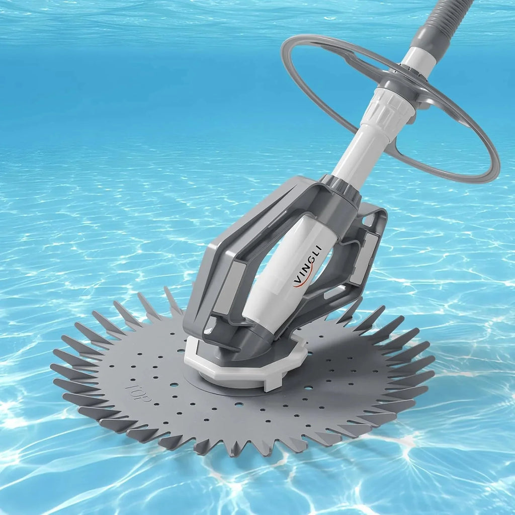 VINGLI Automatic Swimming Pool Vacuum Cleaner With 33FT Hoses, Navy Blue & White - Pool Cleaner 277