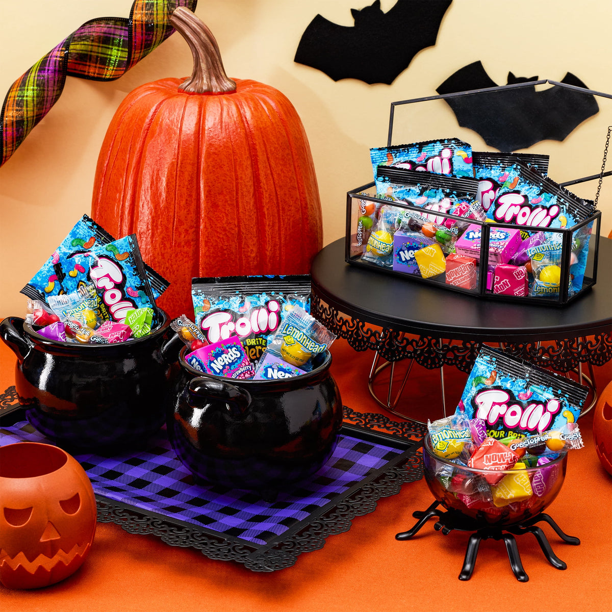 Nerds Classic Fun Halloween Trick-or-Treat Variety Bag, Trolli, Now and Later, Lemonhead, Gobstopper, and NERDS Original, 200 Pieces, 54 Ounces