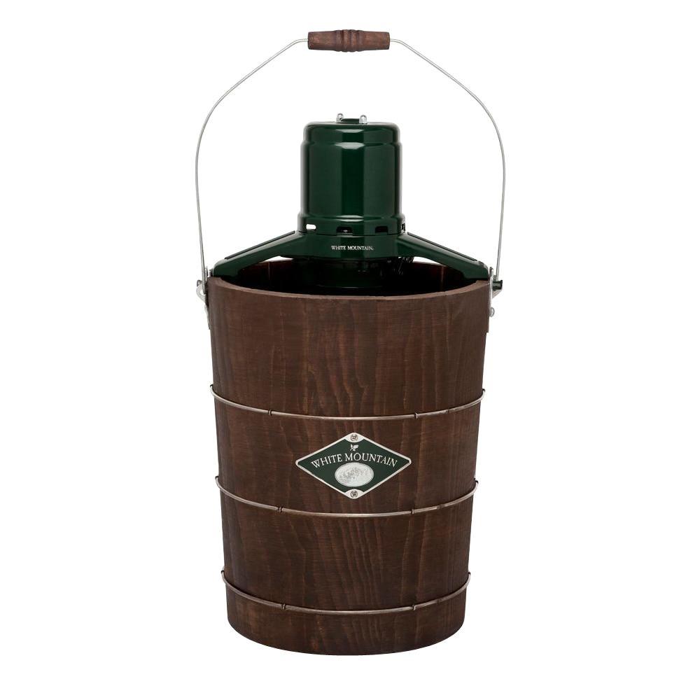6-Quart Electric Ice Cream Maker With White Pine Bucket, Green And Brown