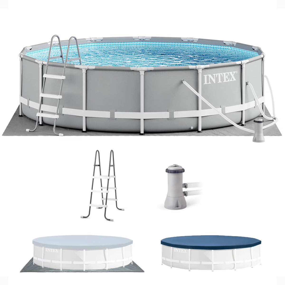 Intex Prism Frame Above Ground Swimming Pool 14ft x 42in With Pump - 26719EH