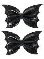 Way to Celebrate Halloween Mini Bat Bow Hair Clip Set, Black, 2 Pieces, Alligator Hair Clip