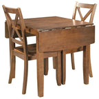 3-Piece Wood Drop Leaf Dining Table Set With 2 X-Back Chairs - 47.3x29.5x29.5inch
