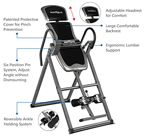 HEALTH AND FITNESS Inversion Table With Heavy-Duty Steel Frame And Adjustable Ankle Holders - ITX9600