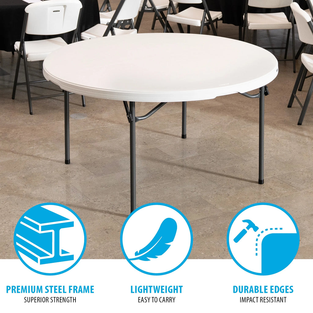 Lifetime 60 Inch Round Commercial Folding Table, Almond - 280435