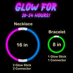 Joyfy 100 Pcs Glow Sticks Bulk, 8" Glow in The Dark Neon Party Supplies, Glow Bracelets and Necklaces Party Pack