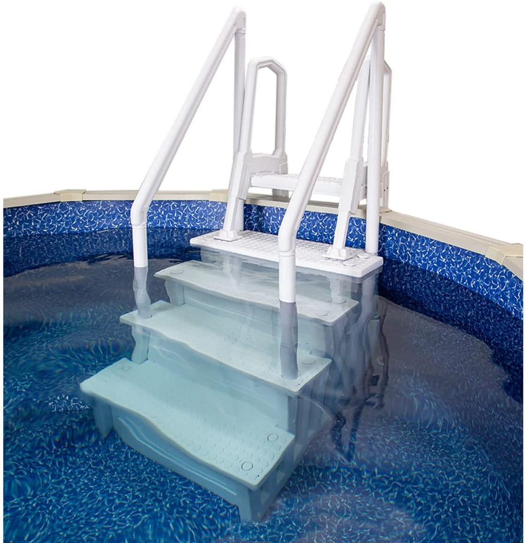 Aqua Select Anti-Slip In-Pool Steps, Gray, 28in W x 81in H, 300 lbs Capacity - For Above Ground Pools