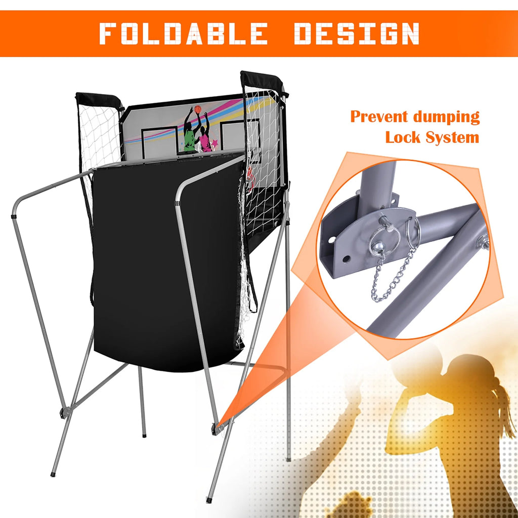 Costway Double Shot Electronic Basketball Arcade Game, 8 Game Modes, 4 Balls, Grey