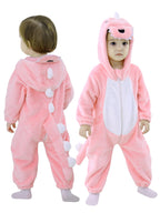 WIBACKER Infant Toddler Dinosaur Animal Fancy Dress Costume Baby Winter Flannel Hooded Romper Christmas Halloween Cosplay Jumpsuit
