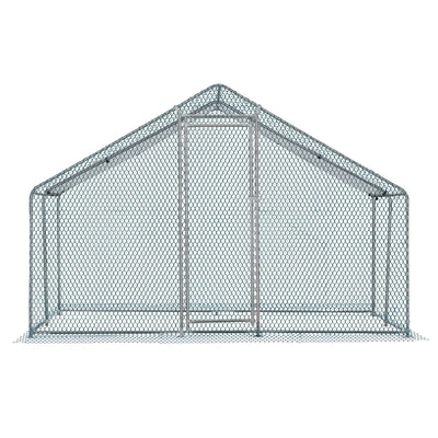 10 x 10 ft Metal Chicken Coop Walk-In Poultry Cage With Waterproof Cover