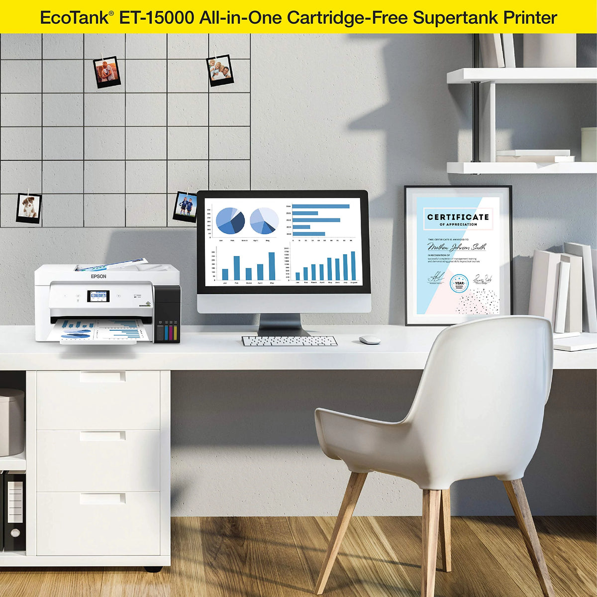 Epson EcoTank Wireless Color All-In-One Supertank Printer With Scanner, Copier, Fax And Ethernet - ET-15000