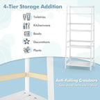 CDJXNLY 4 Tier Freestanding Open Ladder Bookshelf, White