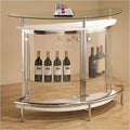 FJU Metal Contemporary Home Bar Unit With Clear Acrylic Front, White
