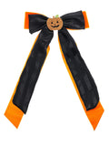 Way to Celebrate Halloween Pumpkin Long Hair Bow, Multicolor, 1 Piece, Alligator Hair Clip