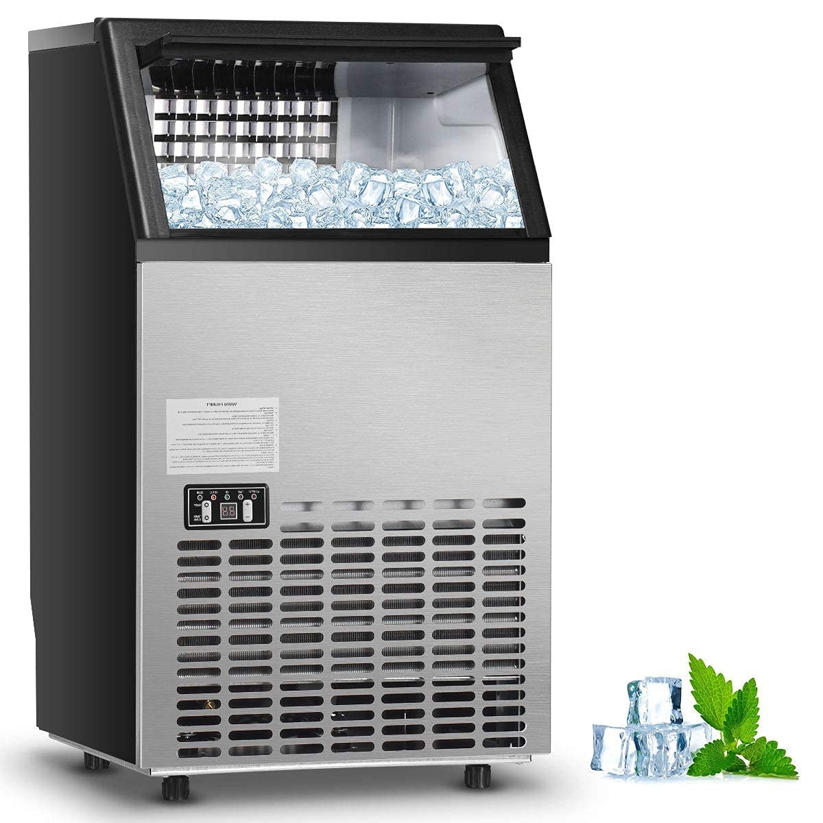 Commercial Built-In Ice Maker - Stainless Steel, 33 LBS Storage Capacity