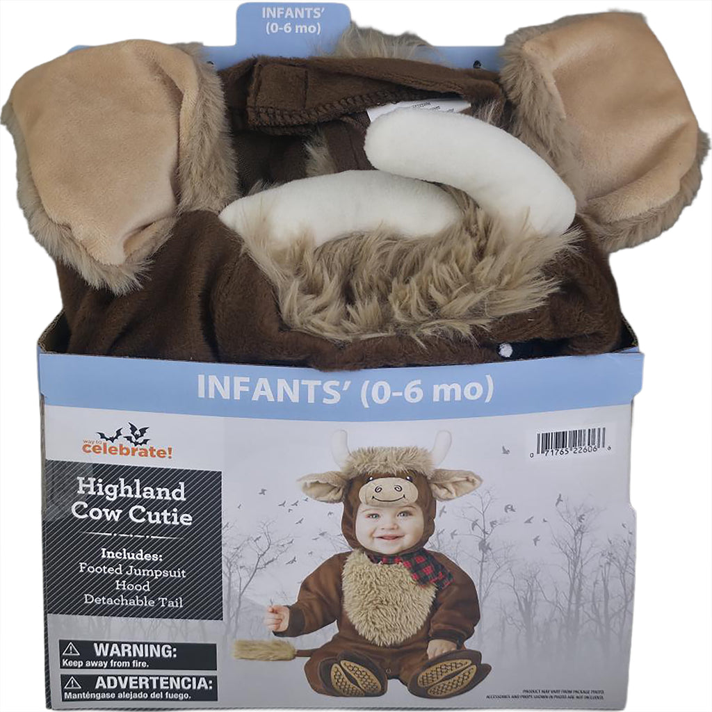Highland Cow Cutie Halloween Costume for Infants, Size 0-6M, by Way to Celebrate