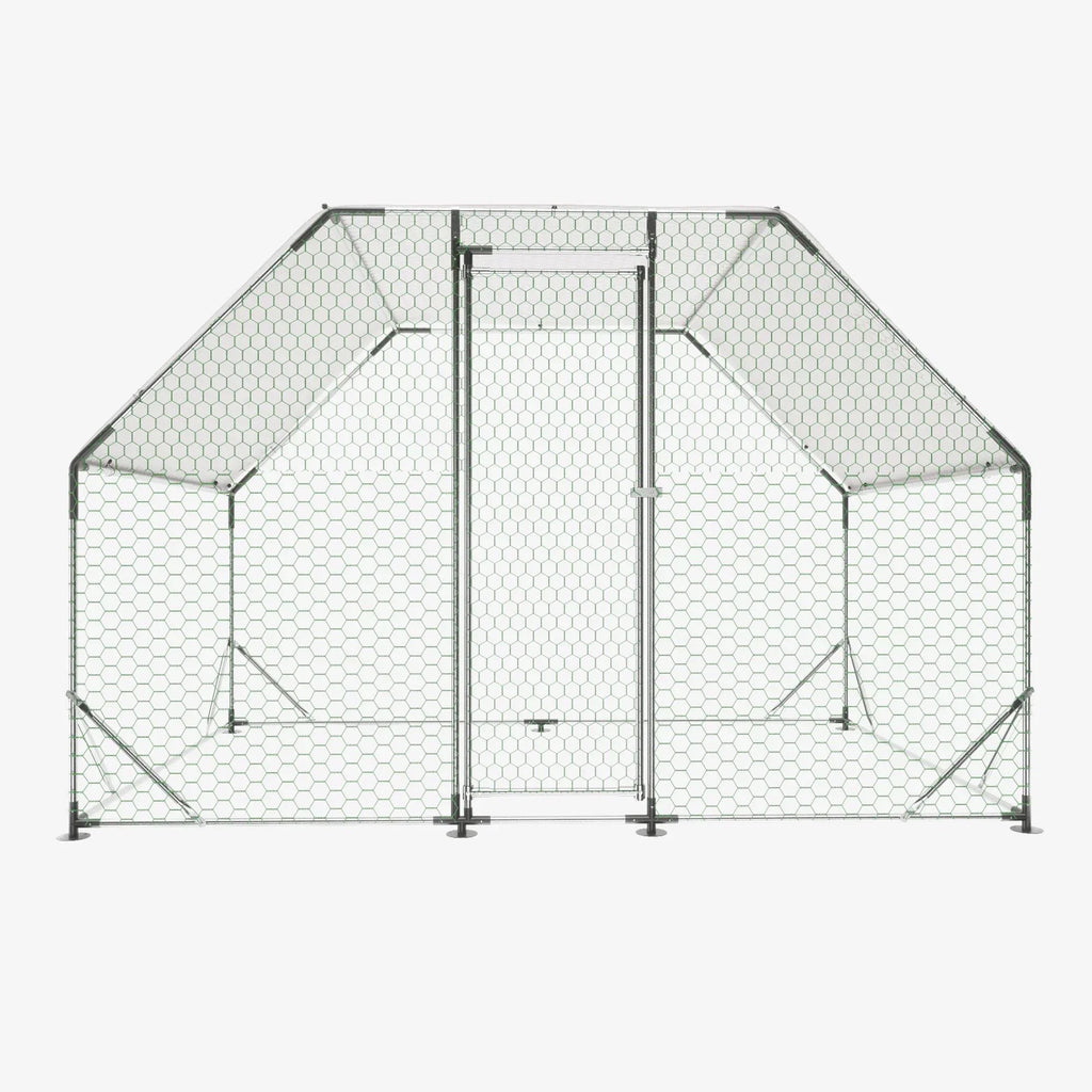 Seizeen Walk-In Chicken Coop Run for 6-8 Chickens, 10FT - Waterproof Galvanized Wire