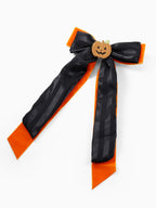 Way to Celebrate Halloween Pumpkin Long Hair Bow, Multicolor, 1 Piece, Alligator Hair Clip