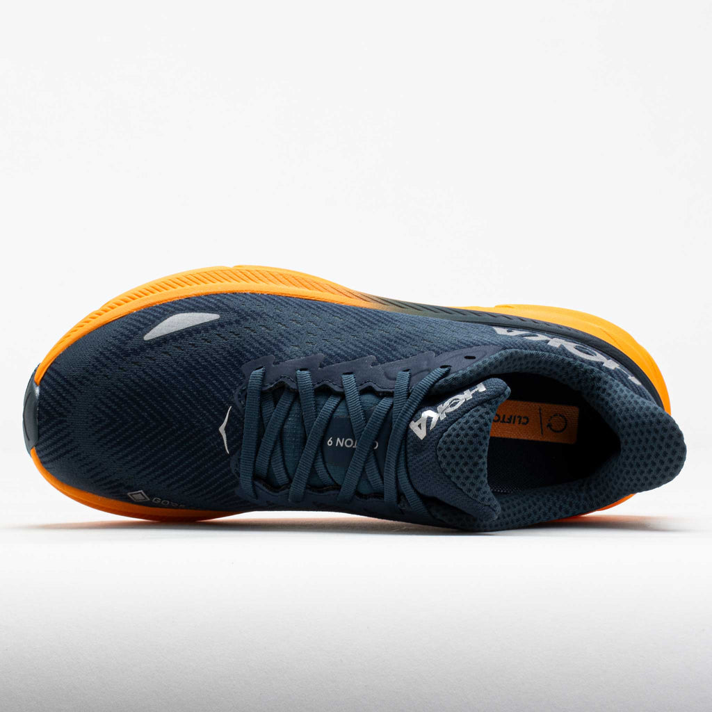 Clifton 9 GTX Men's Running Shoes Stormy Skies/Orange Zest