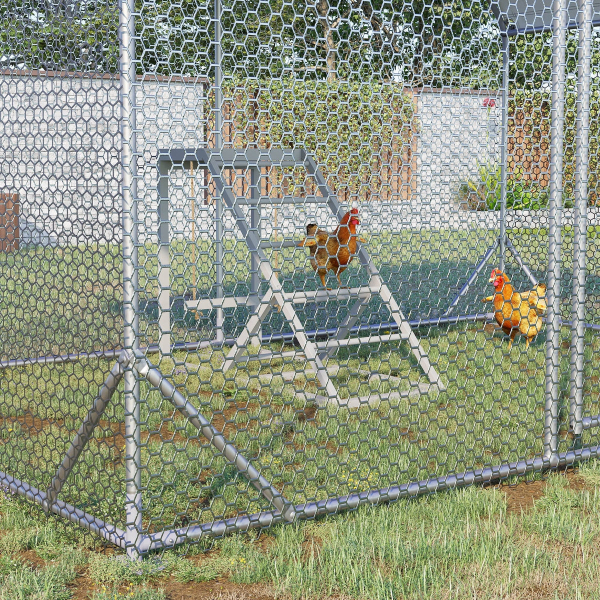 PawHut Chicken Activity Play Center With Swing, Perches And Platform, Pastel Gray - D51-350V00GY